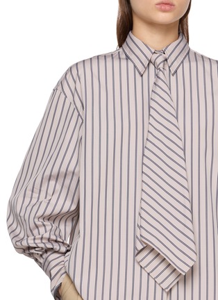  - BRUNELLO CUCINELLI - 领带珠链袖口条纹衬衫